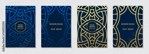 Set of ethnic covers, vertical templates in handmade style. Original collection of relief geometric backgrounds with 3D pattern, tribal golden texture. Boho, doodle and zentagle, press paper. 
