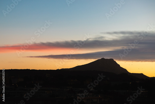 the Sainte Victoire mountain in the light of a winter morning © philippe paternolli