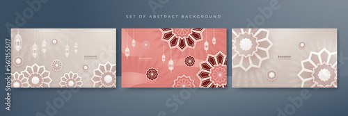 Set of Ramadan Kareem banner background and greeting card with islamic ornamental concept