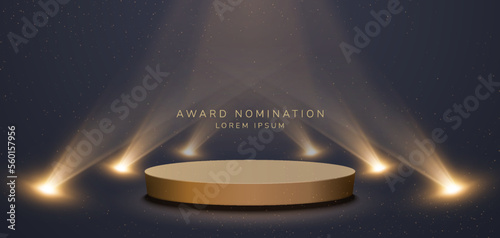 Award Nomination Background. Luxury Banner With Spotlights and Stage photo