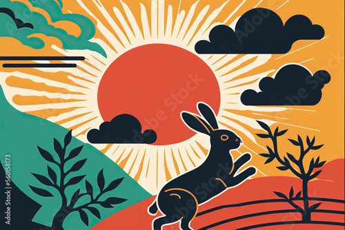 Year of the Rabbit  Sunset  Minimalist.