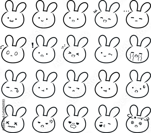 Set of rabbit emotions