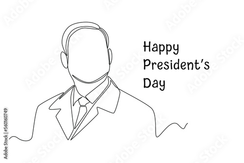 Continuous one line drawing The picture describes the powers of the president. Presidents Day Concept. Single line draw design vector graphic illustration.