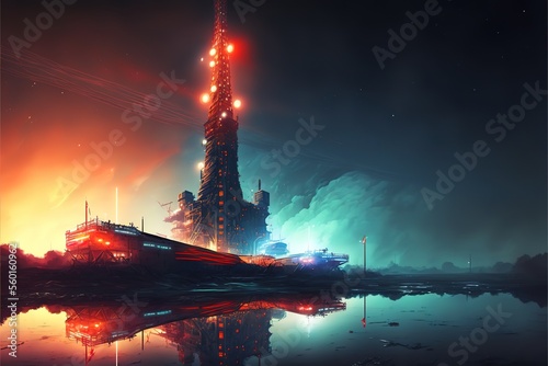 beautiful futuristic lighthouse © Анастасия Птицова