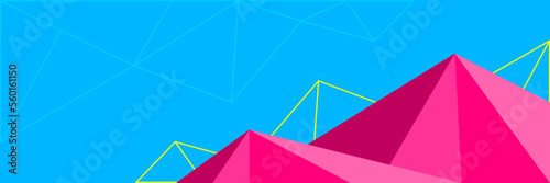 Geometric polygonal abstract background with triangles trendy fresh color combination, low poly banner horizontal with copy sapce for place text or object