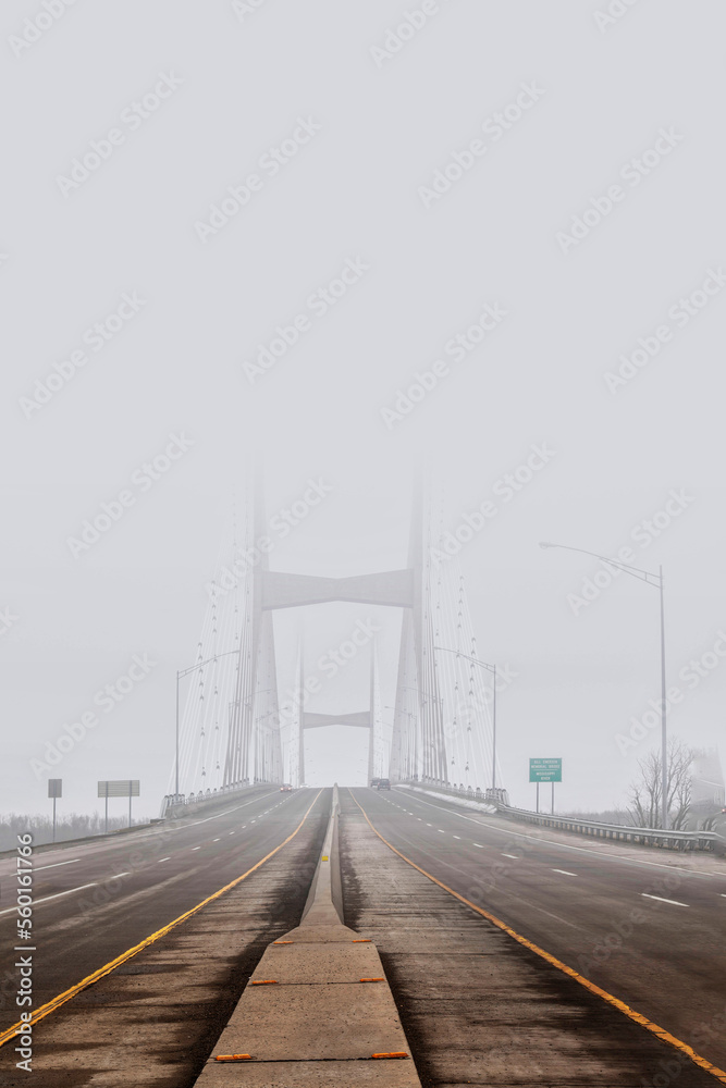 Emerson Memorial  Bridge in the Fog  