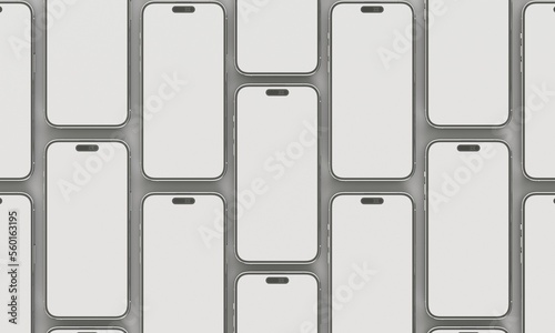 Illustration 3d render of isometric rectangles simulating a telephone in a 3d space 14 with blank spaces. From different perspectives and views to help rock up for applications. iPhone pro