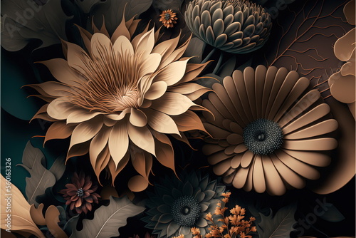 flower background earth tone color  luxury  Made by AI Artificial intelligence