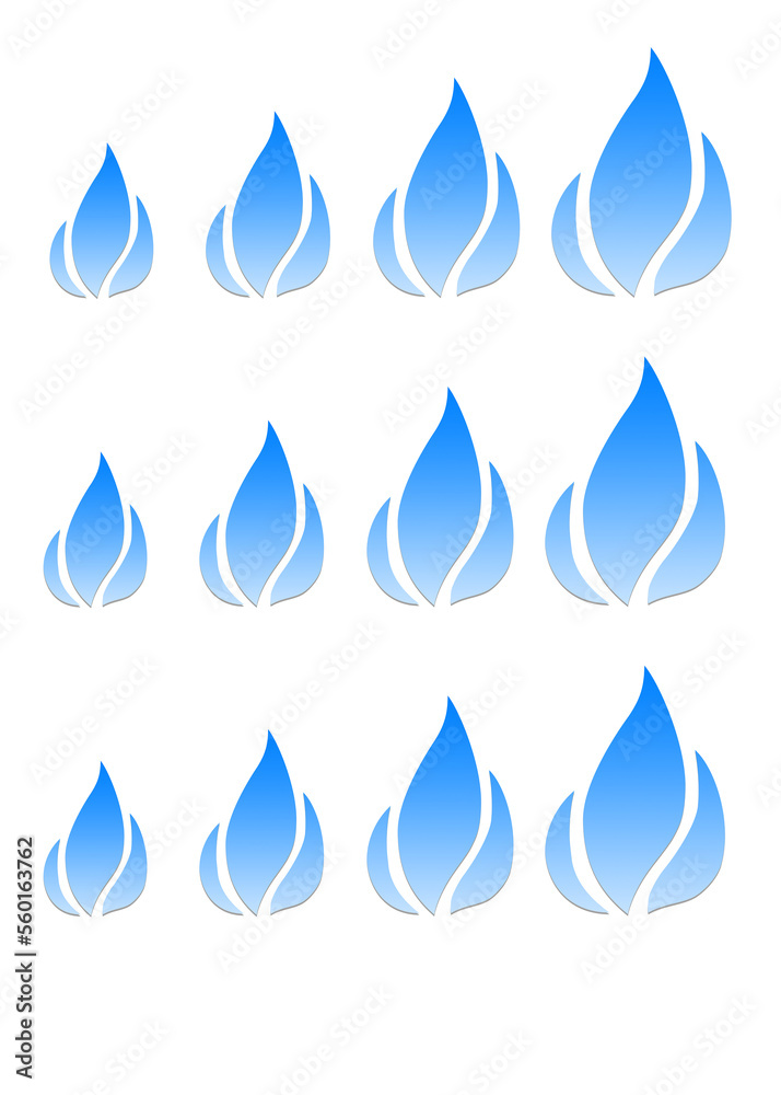 Gas flame symbol or icon in flat style. Blue colored fire pictogram set isolated on white background Gas flame symbol or icon in flat style. Blue colored fire pictogram set isolated on white background