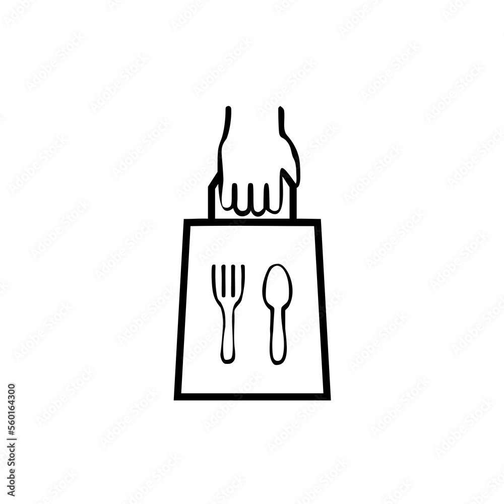 Take away bag icon on white background. Take away bag icon on white background.