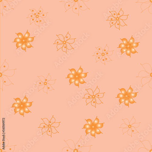 eamless spring patern with floral peach background