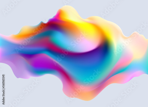 Naklejka Fluid 3D object. Colorful liquid element on white background. Vector geometric shape for poster and cover design.