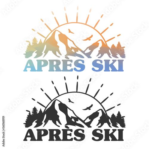 Apres Ski Illustration Clip Art Design Shape. Winter Sports Silhouette Icon Vector.