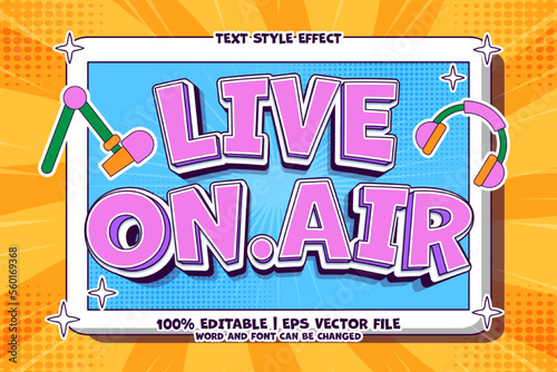Live On Air Text Effect Editable Classic Cartoon Style