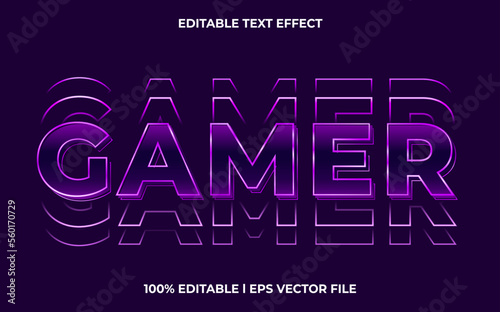 Gamer editable text effect, lettering typography font style, glitch 3d text for tittle
