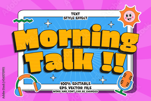 Morning Talk Text Effect Editable Trendy Cartoon Style