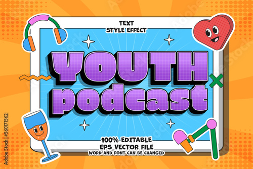 Youth Podcast Text Effect Editable 3d Cartoon Style