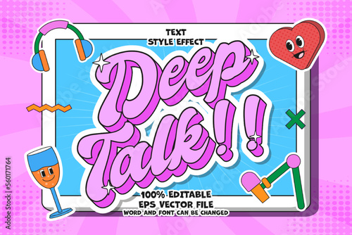 Deep Talk Podcast Text Effect Editable Trendy Cartoon Style
