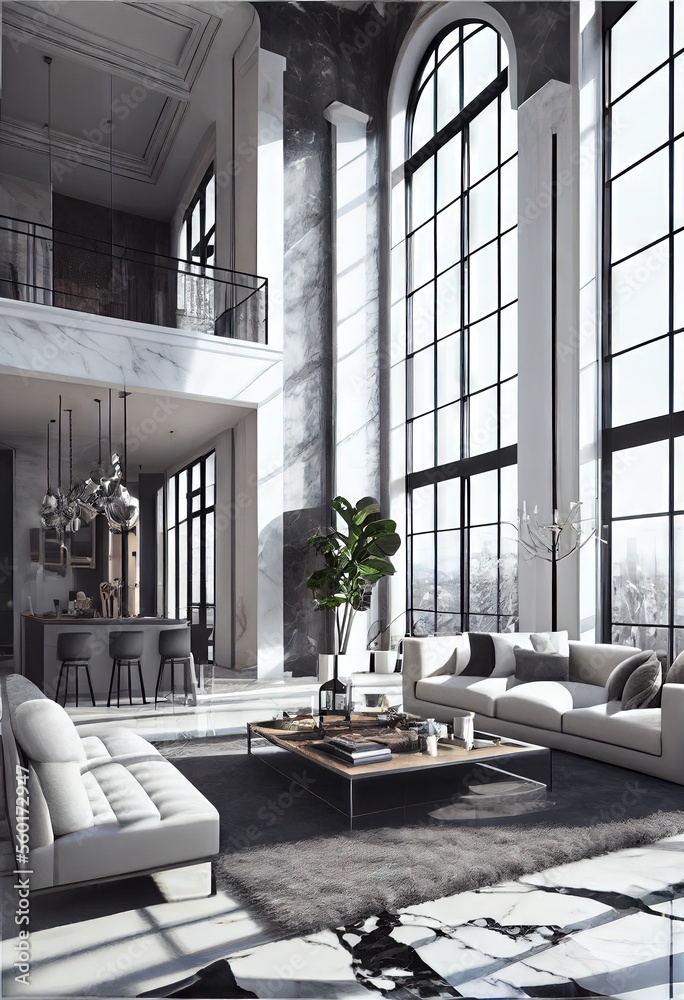 Stunning Lavish apartment interior design marble floor. AI generated ...
