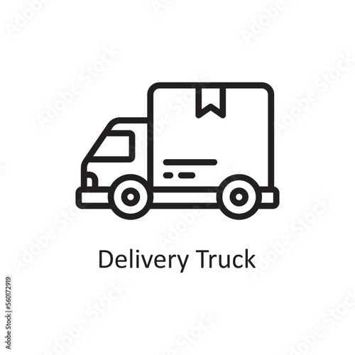 Delivery Truck Vector Outline Icon Design illustration. Product Management Symbol on White background EPS 10 File