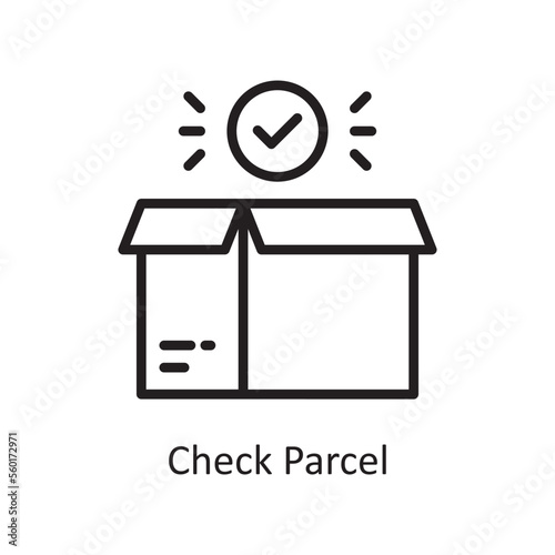 Check Parcel Vector Outline Icon Design illustration. Product Management Symbol on White background EPS 10 File