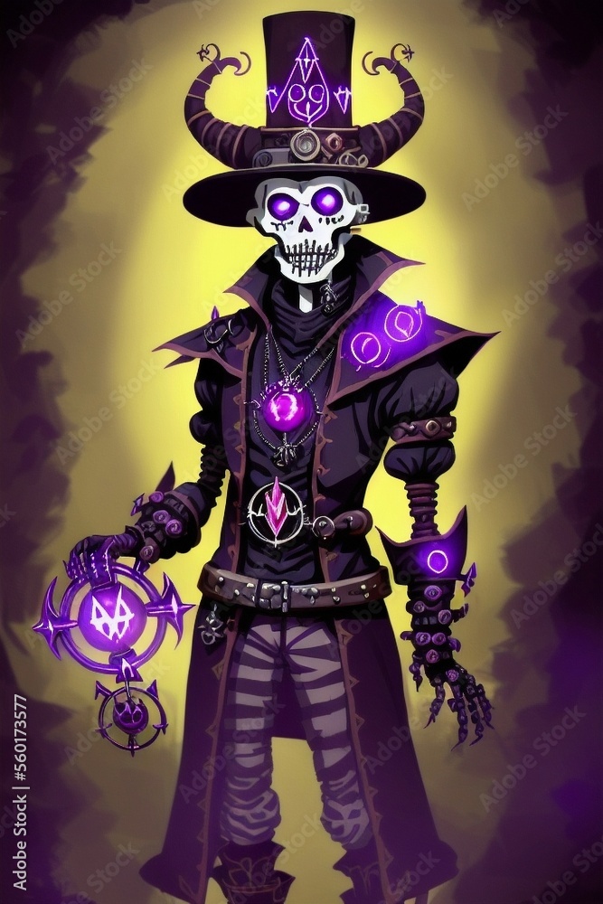 Fototapeta premium Leach necromancer skeleton warlock character. Generative AI