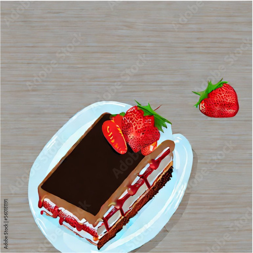 Erdbeerkuchen mit Kaffee