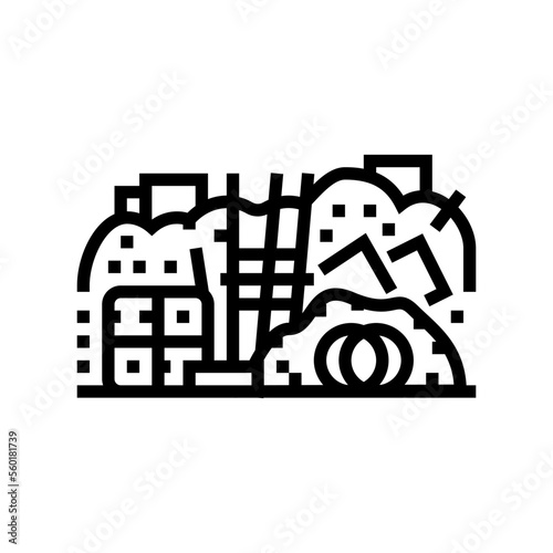 scrap steel steel production line icon vector. scrap steel steel production sign. isolated contour symbol black illustration