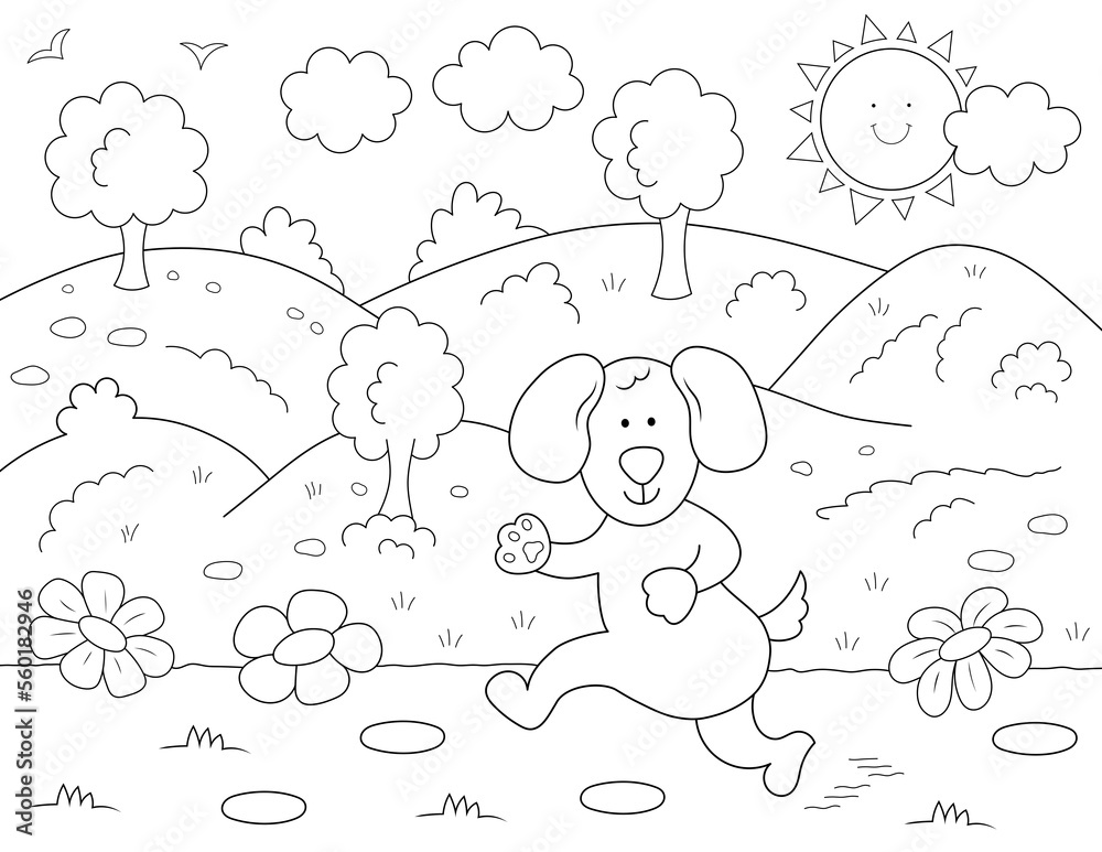 cartoon running dog. coloring page that you can print on standard 8.5x11 inch paper cartoon running dog. coloring page that you can print on standard 8.5x11 inch paper