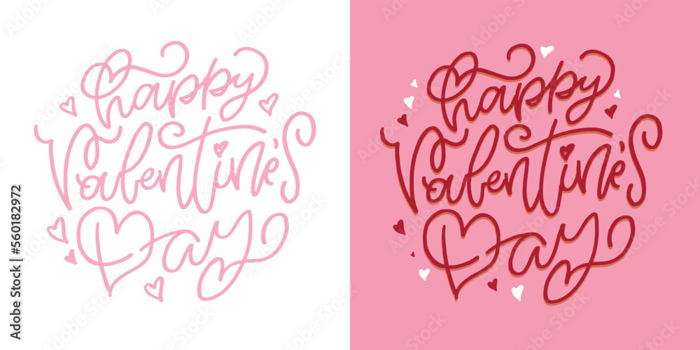 Love you lettering, Happy Valentine's Day, Be mine - lettering hand drawn doodle postcard. T-shirt design, mug print, ballon print. Hand drawn lettering for Valentines Day card template. St. Valentine