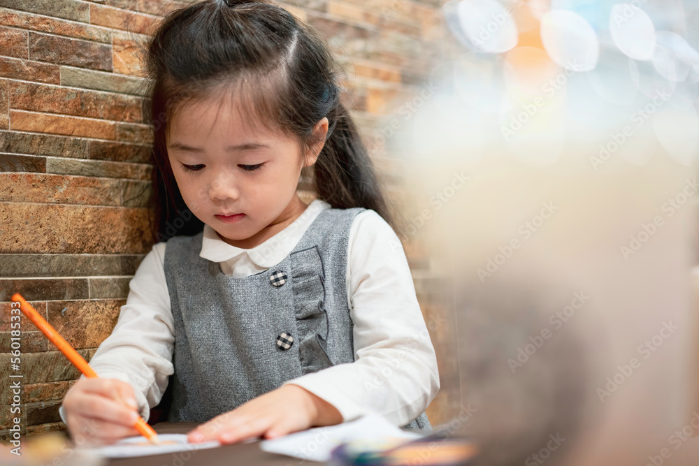 Back to school. Happy smiling pupil drawing at the desk. Cute little preschooler child drawing at home. Kid girl drawing with pencils
Back to school. Happy smiling pupil drawing at the desk. Cute little preschooler child drawing at home. Kid girl drawing with pencils