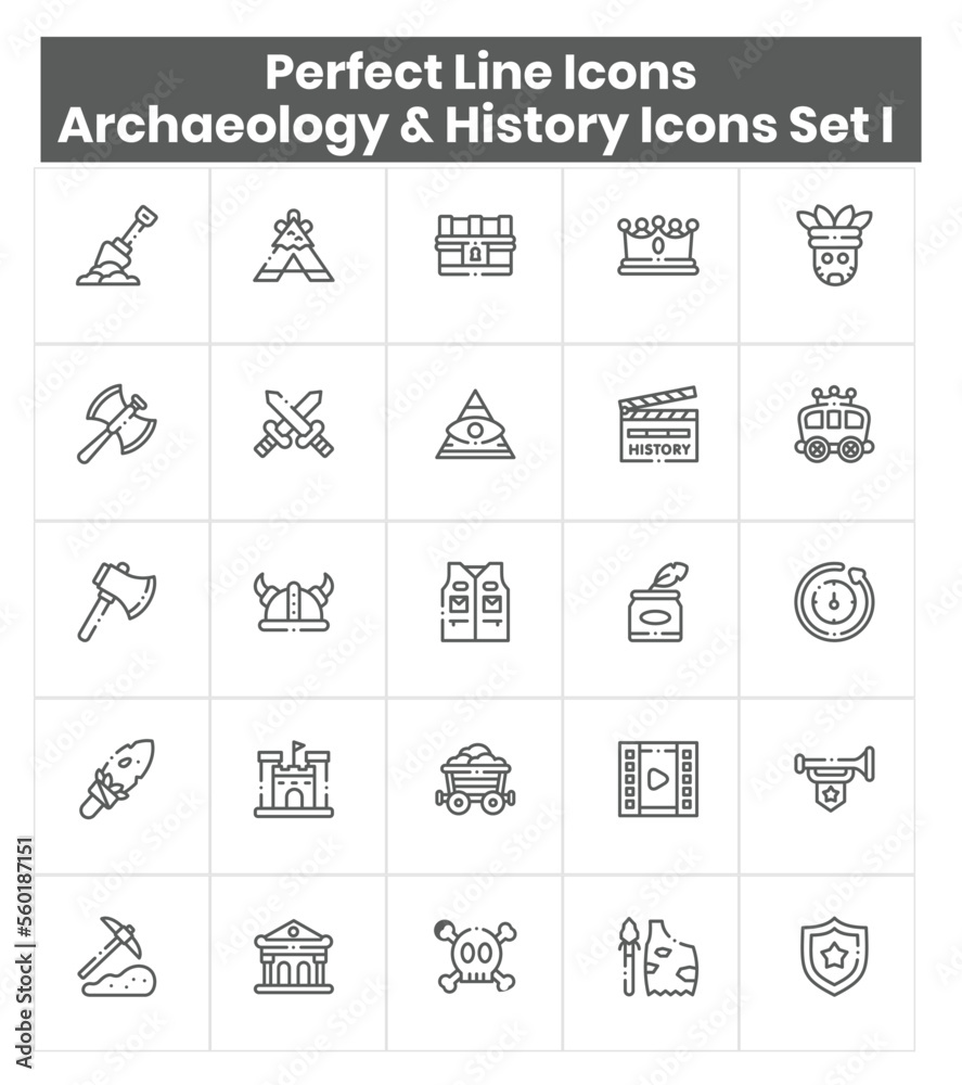 10. Archaeology and History Icons Set I