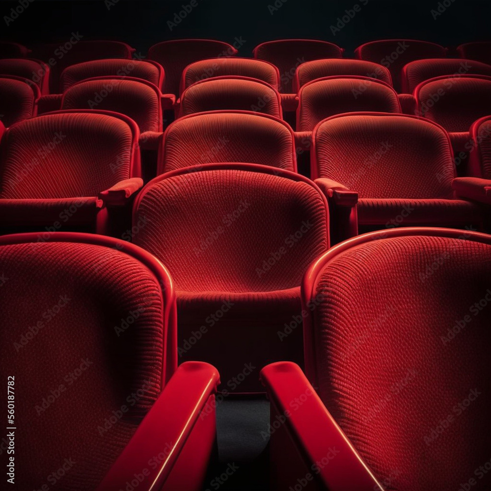 Fototapeta premium Red seats of a cinema/theater. Generative AI.