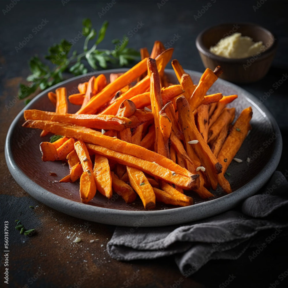 Sweet potato chips. Generative AI. Sweet potato chips. Generative AI.