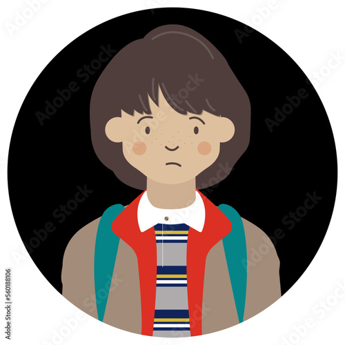 Illustration of a person, Boy Linart , stranger character flat illustration. stranger kids illustration