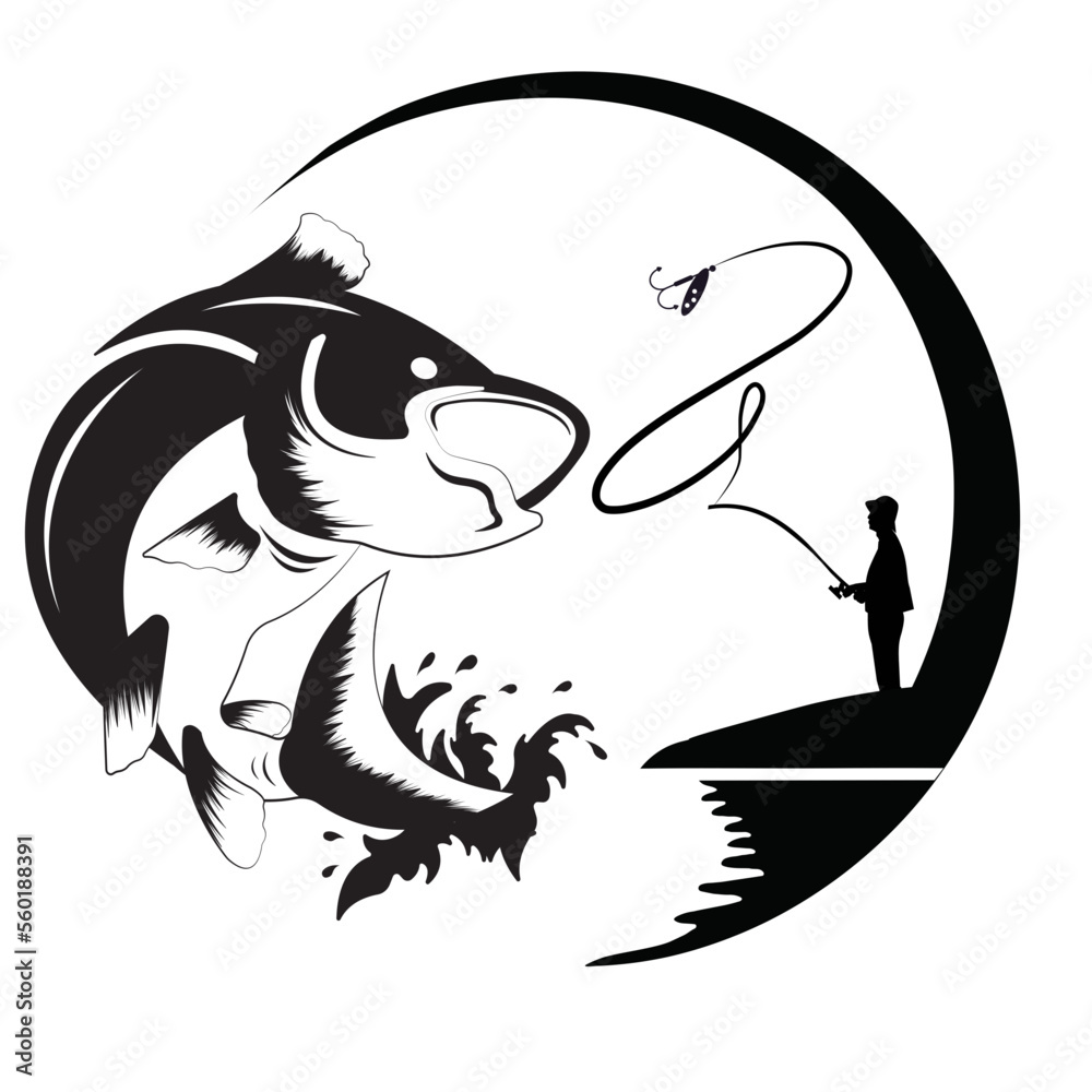 Fisherman catching fish SVG, fishing svg, fish hook svg png, Bass