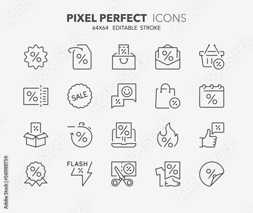 discount offers thin line icons