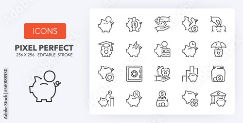 savings line icons 256 x 256