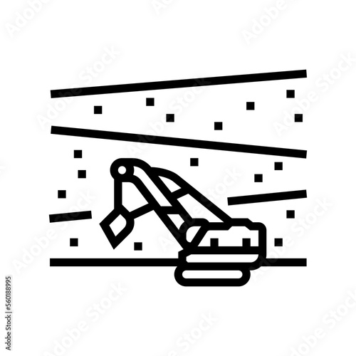 open pit mine steel production line icon vector. open pit mine steel production sign. isolated contour symbol black illustration