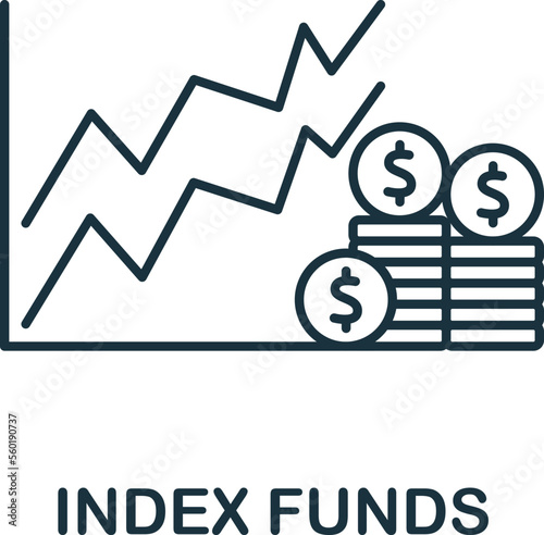 Index Funds icon. Monochrome simple Investments icon for templates, web design and infographics