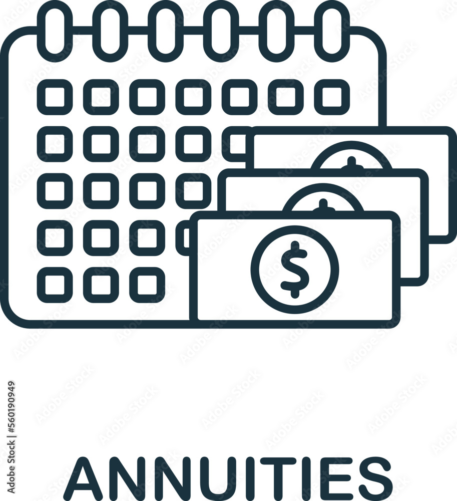 Annuities icon. Monochrome simple Investments icon for templates, web design and infographics Annuities icon. Monochrome simple Investments icon for templates, web design and infographics