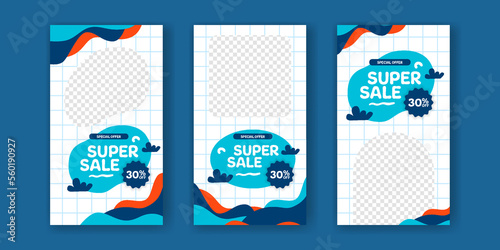 Super sale cute stories social media sale banner with memphis element for kid toddler