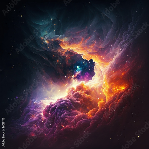 Print op canvas poeira estelar cosmica nuvens coloridas de fundo espaço