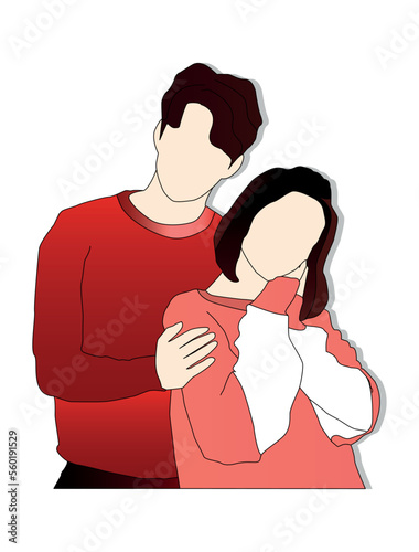 Couple color vector illustration inspired from Korean drama, kpop couple.