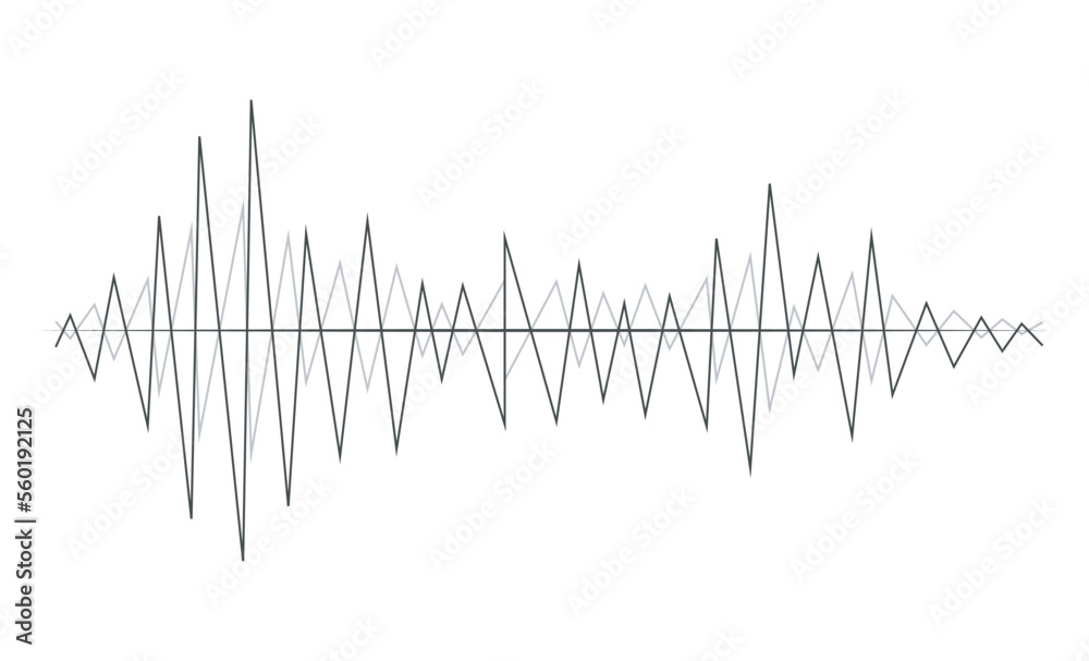 Sound wave in line graph form with different amplitude for equalizer. Vector illustration in graphic design isolated