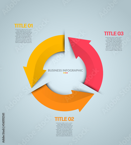 Vector circle arrows infographic. Modern infographic template. Abstract diagram with 3 steps, options, parts, or processes. Vector business template for presentation. 