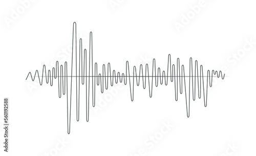Simple line sound wave for voice recording or radio signal. Vector illustration in graphic design isolated