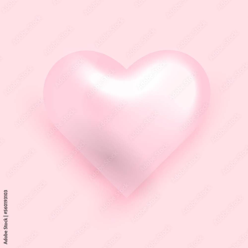  Realistic vector pink heart. Valentines day greeting card.Love Concept. Vector illustration.
