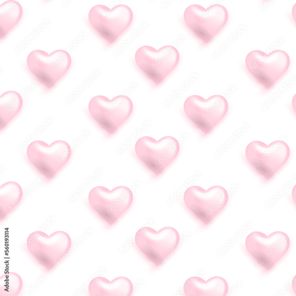 Pink heart patern isolated on white background. Valentine Day symbol. Great for valentine and mother's day cards, wedding invitations, party posters and flyers