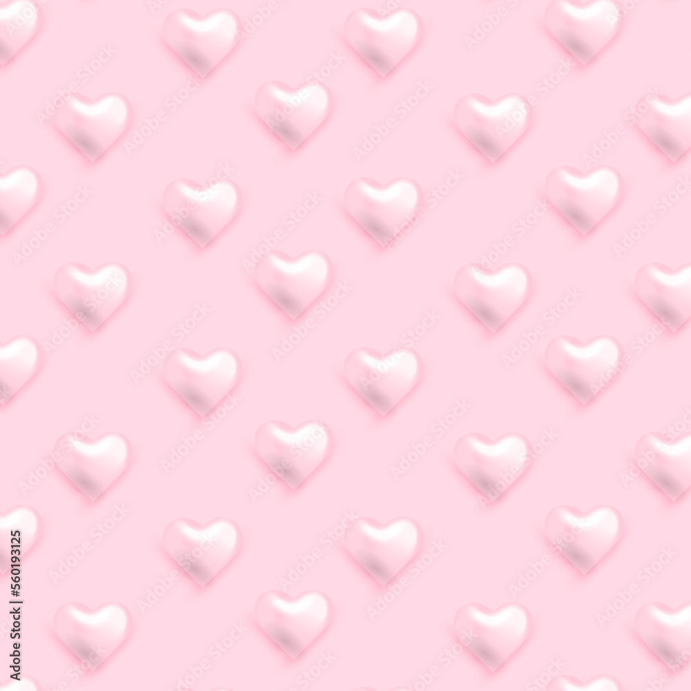 Pink heart patern isolated on pink background. Valentine Day symbol. Great for valentine and mother's day cards, wedding invitations, party posters and flyers